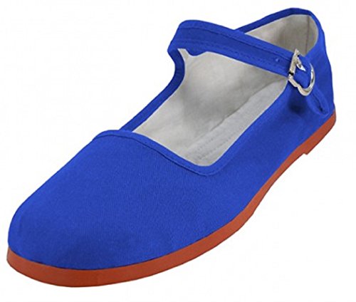 Shoes 18 Damen Baumwolle China Puppe Mary Jane Schuhe Ballerina Ballett Flats Schuhe, Blau (114 Royal), 40 EU von Shoes8teen