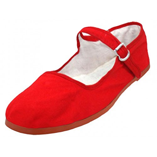 Shoes8teen Baumwolle Porzellanpuppe Mary Jane Schuhe Ballerina Schuhe Für Damen 9 M US 114 Red Canvas von Shoes8teen