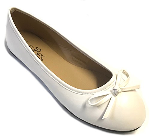 Shoes8teen Damen Ballerina-Ballerina-Schuhe, Leopardenmuster, einfarbig, 14 Farben, 113 Weiß, 43 EU von Shoes8teen