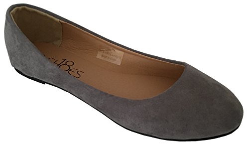 Shoes8teen Damen Ballerina-Ballerina-Schuhe, Leopardenmuster, einfarbig, 14 Farben, Grau Micro, 37.5 EU von Shoes8teen