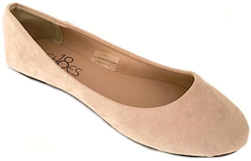 Shoes8teen Damen Ballerina-Ballerina-Schuhe, Leopardenmuster, einfarbig, 14 Farben, Nude Micro, 37.5 EU von Shoes8teen