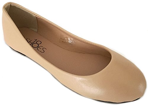 Shoes8teen Damen Ballerina Ballerinas Schuhe Leopard & Solids 14 Farben, Nude Pu 8600, 40 EU von Shoes8teen