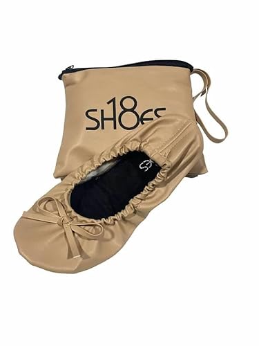 Shoes8teen Faltbare, tragbare Ballettschuhe für Kinder, Mädchen, mit passender Tragetasche, 501 Nude, 1-2 Little Kid von Shoes8teen