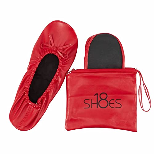 Shoes8teen Faltbare Reise-Ballett Flache Schuhe mit passender Tragetasche Für Damen 11 M US Red Sh18-1 von Shoes8teen