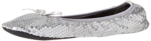 Shoes8teen Faltbare Reise-Ballett Flache Schuhe mit passender Tragetasche Für Damen 7-8 M US Silber Sequin SH18 von Shoes8teen