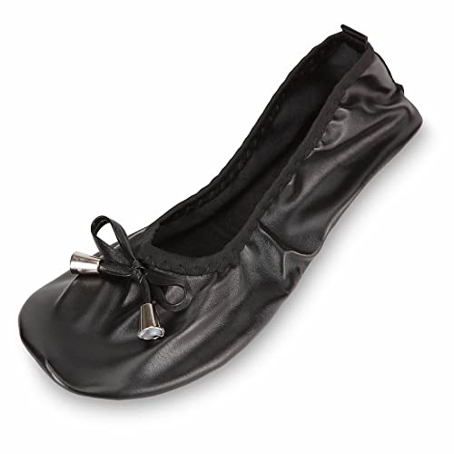 Shoes8teen Faltbare Reise-Ballett Flache Schuhe mit passender Tragetasche Für Damen 7-8 M US schwarz 1180 von Shoes8teen