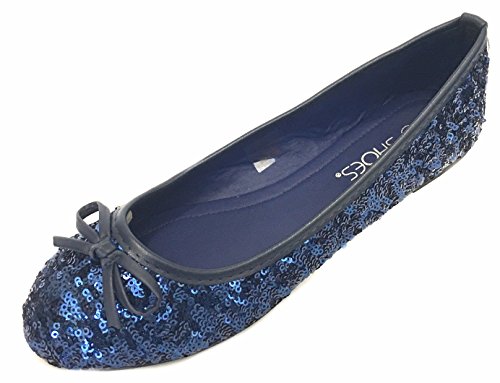 Shoes8teen Pailletten Ballerina Schuhe Für Damen 5/6 B(M) US Navy Pailletten 2001 von Shoes8teen