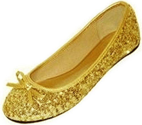 Shoes8teen Pailletten Ballerina Schuhe Für Damen 5-6 GoldPaillette 2001 von Shoes8teen