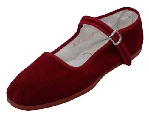 Shoes8teen Schuhe 18 Damen Baumwolle China Puppe Mary Jane Schuhe Ballerinas Schuhe (41, Burgund 118) von Shoes8teen