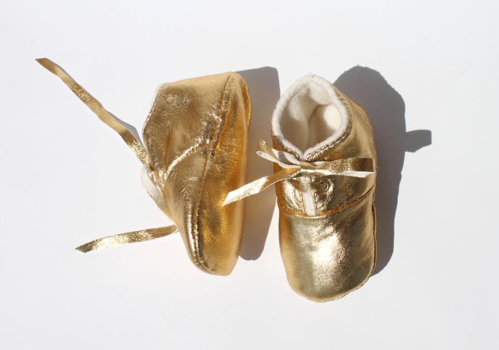 0-3 Monate Hausschuhe Vergoldetes Lammleder von ShoesOWO