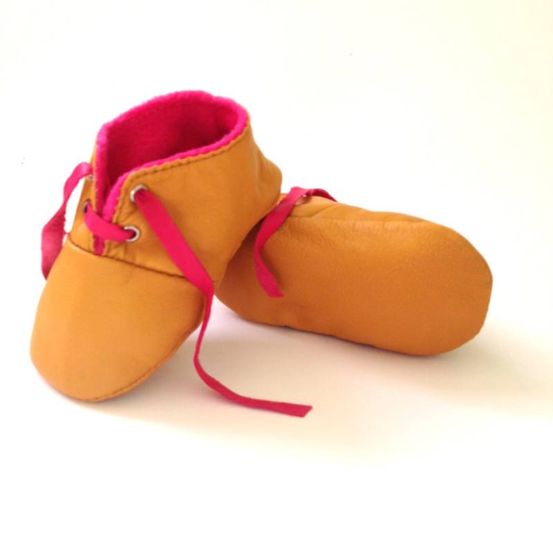 18/24 Monate Babyschuhe/Schuhe Lammfell Gelb Rosa von ShoesOWO