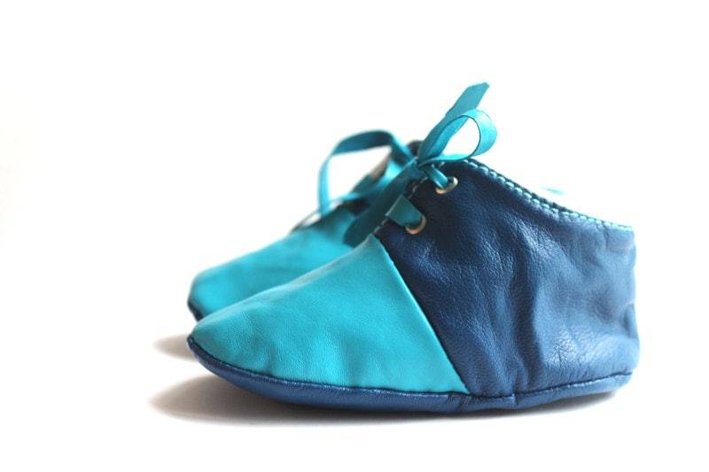 3-6 Monate Baby Schuhe Blaues Lammfell von ShoesOWO