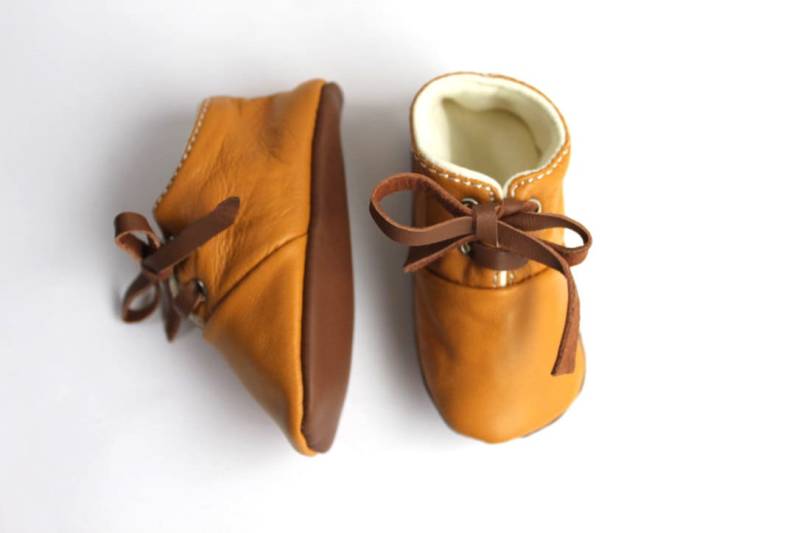 3-6 Monate Babyschuhe/Schuhe Senffarbenes Lammleder Gelbbraun von ShoesOWO