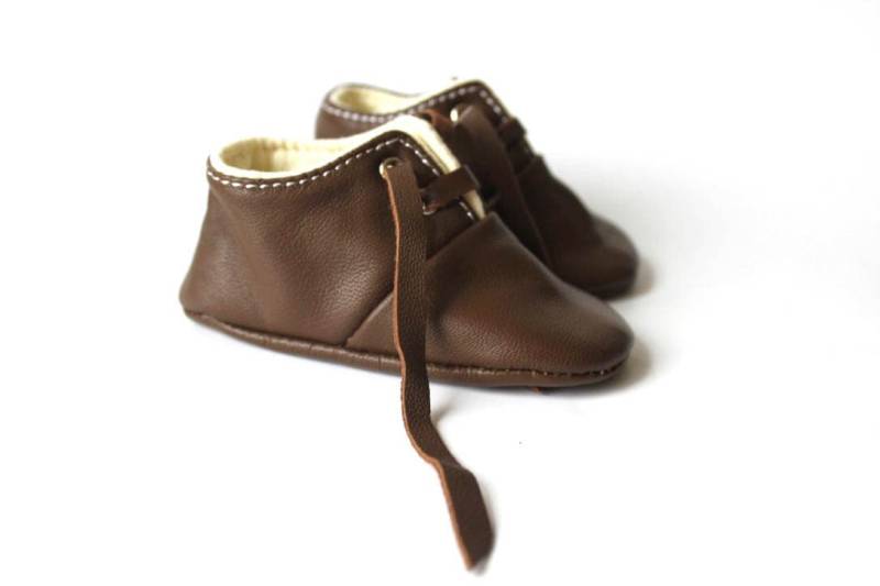 3-6 Monate Babyschuhe Lammfell Braun von ShoesOWO