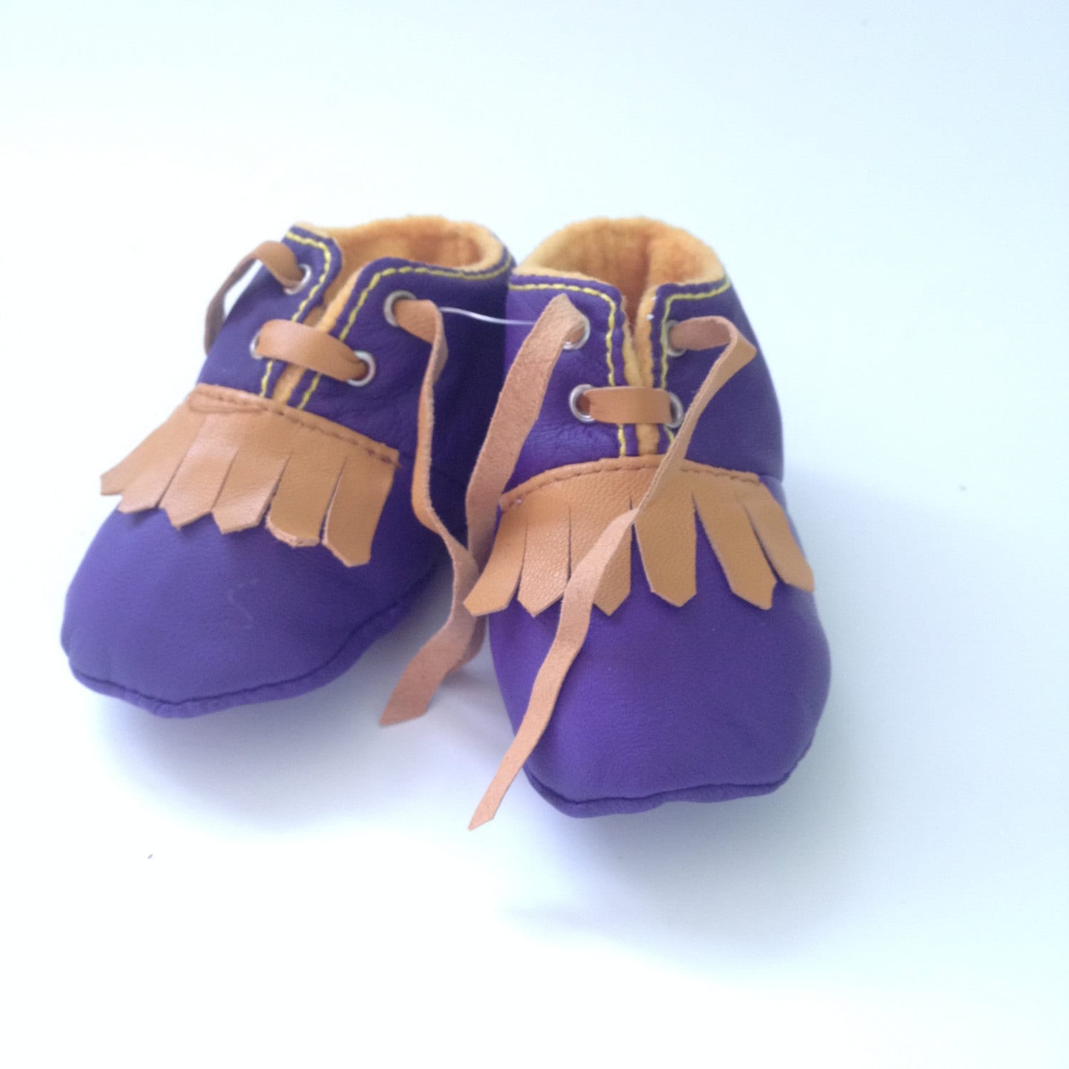 3-6 Monate Hausschuhe/Schuhe Baby Lammfell Blau Gelb von ShoesOWO