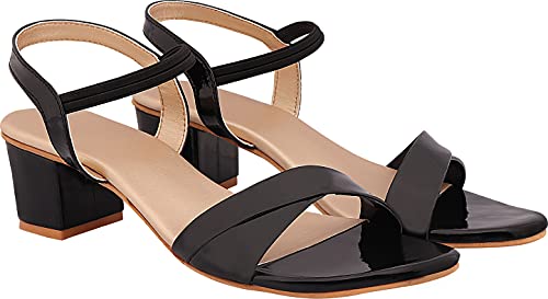 Shoetopia Blockabsätze für Damen und Mädchen mit spitzem Zehenbereich, Schwarz, 7 UK von Shoetopia