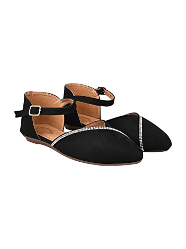 Shoetopia Damen-Ballerinas aus Wildleder, Schwarz, 6 UK von Shoetopia