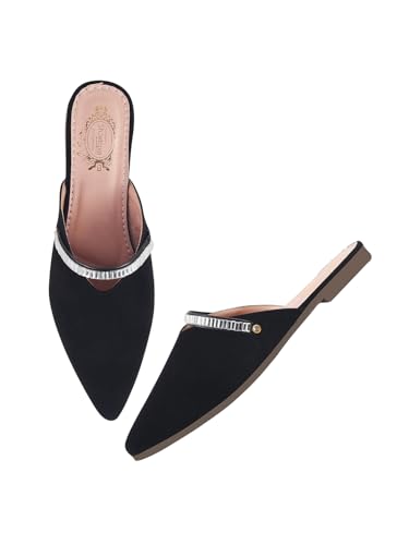 Shoetopia Damen Bantu-340 Flache Pantoletten, Schwarz, 8 UK von Shoetopia