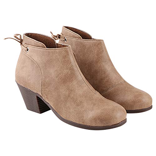 Shoetopia Damen Blockabsatz Stiefel, Beige, 8 UK von Shoetopia