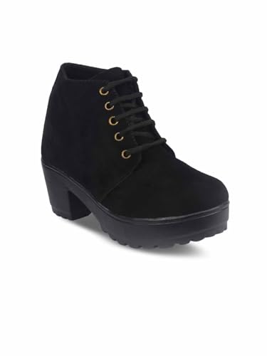 Shoetopia Damen Blockabsatz Stiefel, Schwarz, 6 UK von Shoetopia