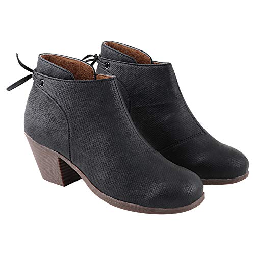 Shoetopia Damen Blockabsatz Stiefel, Schwarz, 8 UK von Shoetopia