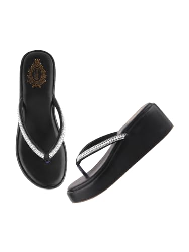 Shoetopia Damen Keilabsatz Sandalen, Schwarz, 6 UK von Shoetopia