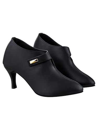 Shoetopia Damen Pumps mit spitzem Zehenbereich - Elegante Slip-On Pumps mit Riemendetail | Büroschuhe, Schwarz, 8 UK von Shoetopia
