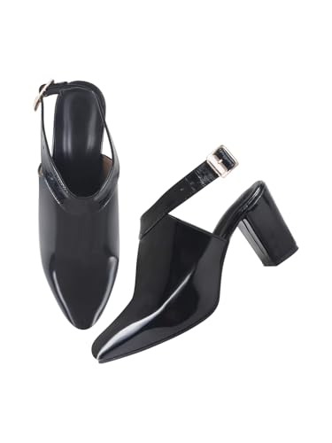 Shoetopia Damen Sandalen aus Lackleder, Blockabsatz, Knöchelriemen, spitzer Zehenbereich, elegant, formell, elegant, Schwarz, 3 UK Shoetopia Damen Sandalen aus Lackleder, Blockabsatz, Knöchelriemen, spitzer Zehenbereich, elegant, formell, elegant, Schwarz, 3 UK von Shoetopia