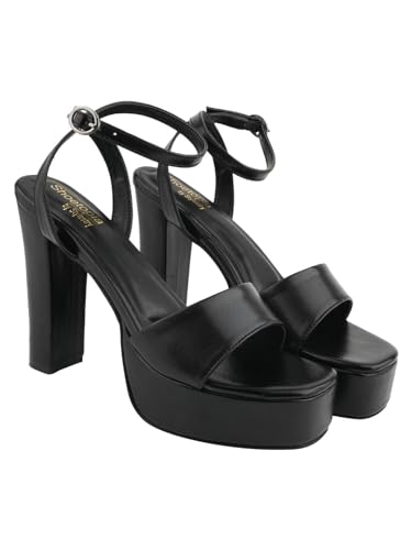 Shoetopia Damen-Sandalen mit Absatz, Schwarz, 2 UK von Shoetopia