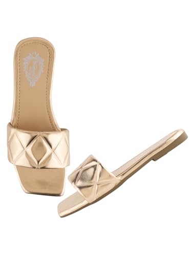 Shoetopia Damen-Sandalen mit Keilabsatz, Goldfarben, 3 UK von Shoetopia