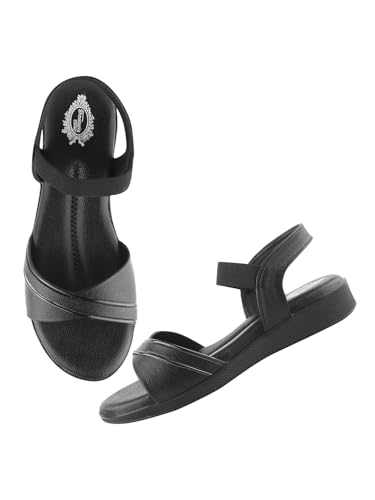 Shoetopia Damen-Sandalen mit Keilabsatz, Schwarz, 4 UK von Shoetopia