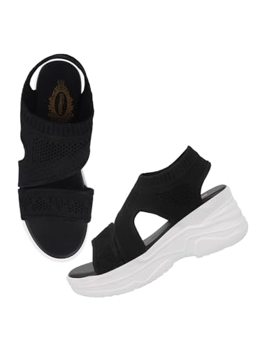 Shoetopia Damen-Sandalen mit Keilabsatz, Schwarz, 5 UK von Shoetopia