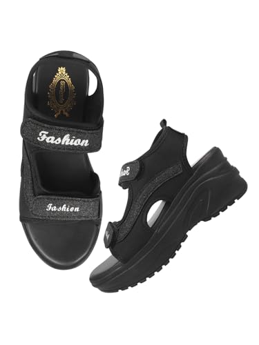 Shoetopia Damen-Sandalen mit Keilabsatz, Schwarz, 5 UK von Shoetopia