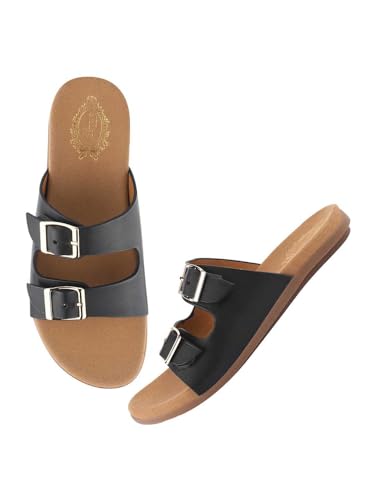 Shoetopia Damen-Sandalen mit Keilabsatz, Schwarz, 5 UK von Shoetopia