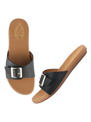 Shoetopia Damen-Sandalen mit Keilabsatz, Schwarz, 6 UK von Shoetopia