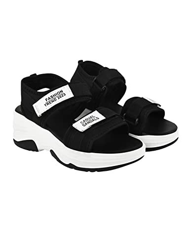 Shoetopia Damen-Sandalen mit Keilabsatz, Schwarz, 8 UK von Shoetopia