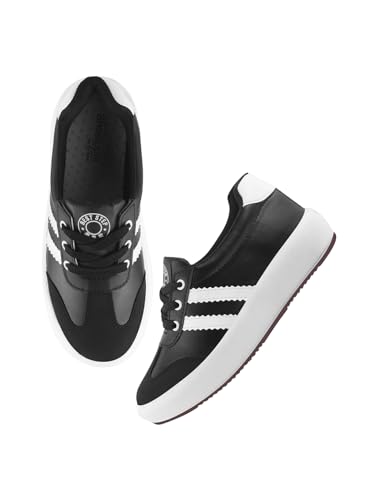 Shoetopia Damen Schnürschuhe Freizeitschuhe, Schwarz, 6 UK von Shoetopia