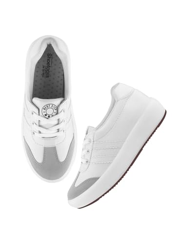 Shoetopia Damen Schnürschuhe Freizeitschuhe, Weiß, 8 UK von Shoetopia