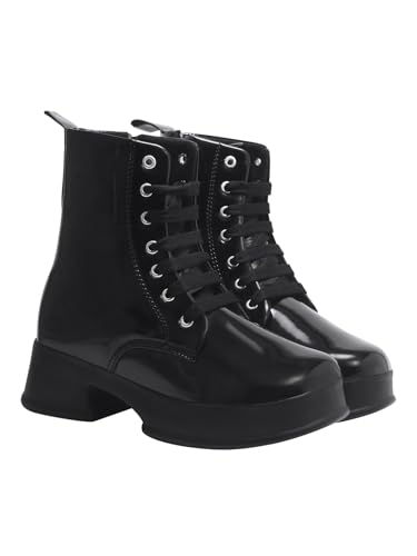 Shoetopia Damen Schnürstiefel, Schwarz, 5 UK von Shoetopia
