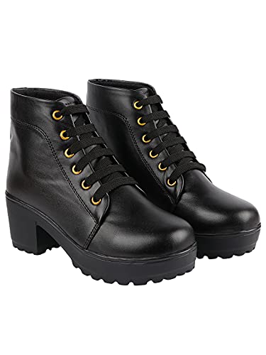 Shoetopia Damen Schnürstiefel, Schwarz, 8 UK von Shoetopia