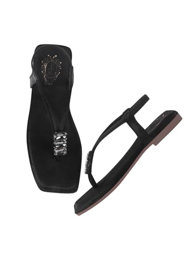 Shoetopia Damen Snd-131 Flache Sandalen, Schwarz, 4 UK von Shoetopia