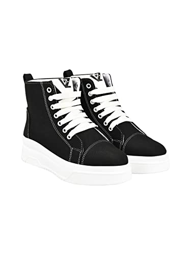 Shoetopia Damen-Sneaker aus Segeltuch, Schwarz, 3 UK von Shoetopia