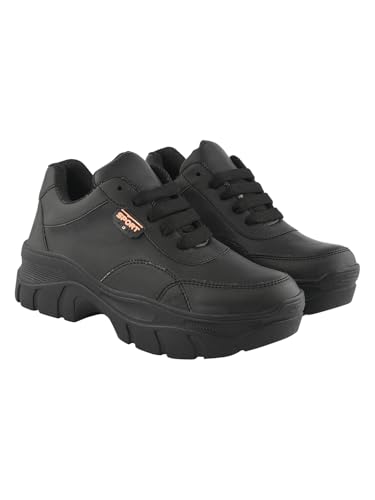 Shoetopia Damen-Sneaker mit Schnürung, Schwarz, 6 UK von Shoetopia