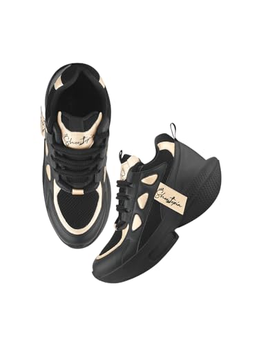 Shoetopia Damen-Sneaker mit Schnürung, Schwarz, 8 UK von Shoetopia