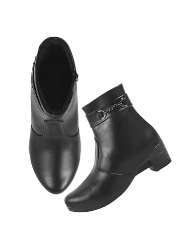 Shoetopia Damen-Stiefel mit Reißverschluss, Schwarz, 3 UK von Shoetopia