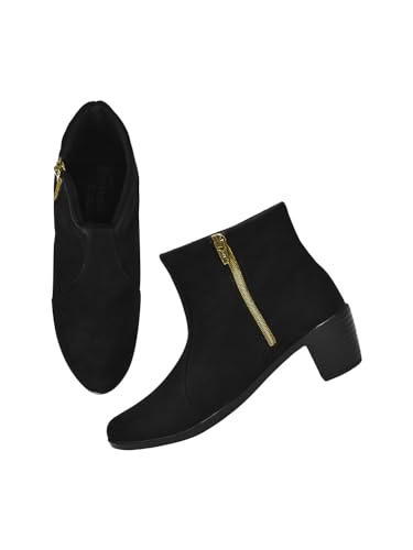 Shoetopia Damen-Stiefel mit Reißverschluss, Schwarz, 4 UK von Shoetopia