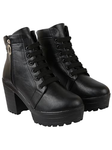 Shoetopia Damen-Stiefel mit Reißverschluss, Schwarz, 5 UK von Shoetopia