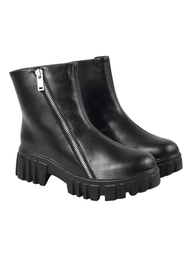 Shoetopia Damen-Stiefel mit Reißverschluss, Schwarz, 7 UK von Shoetopia