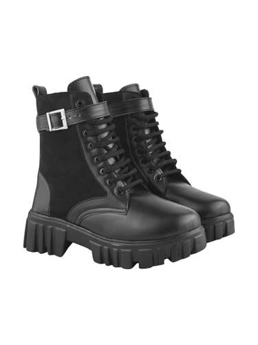 Shoetopia Damen-Stiefel mit Reißverschluss, Schwarz, 7 UK von Shoetopia