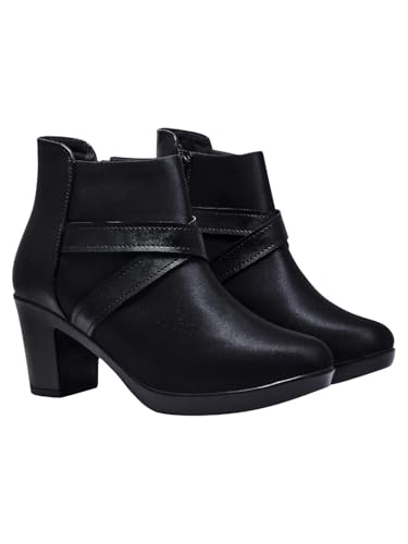 Shoetopia Damen-Stiefel mit Reißverschluss, Schwarz, 7 UK von Shoetopia